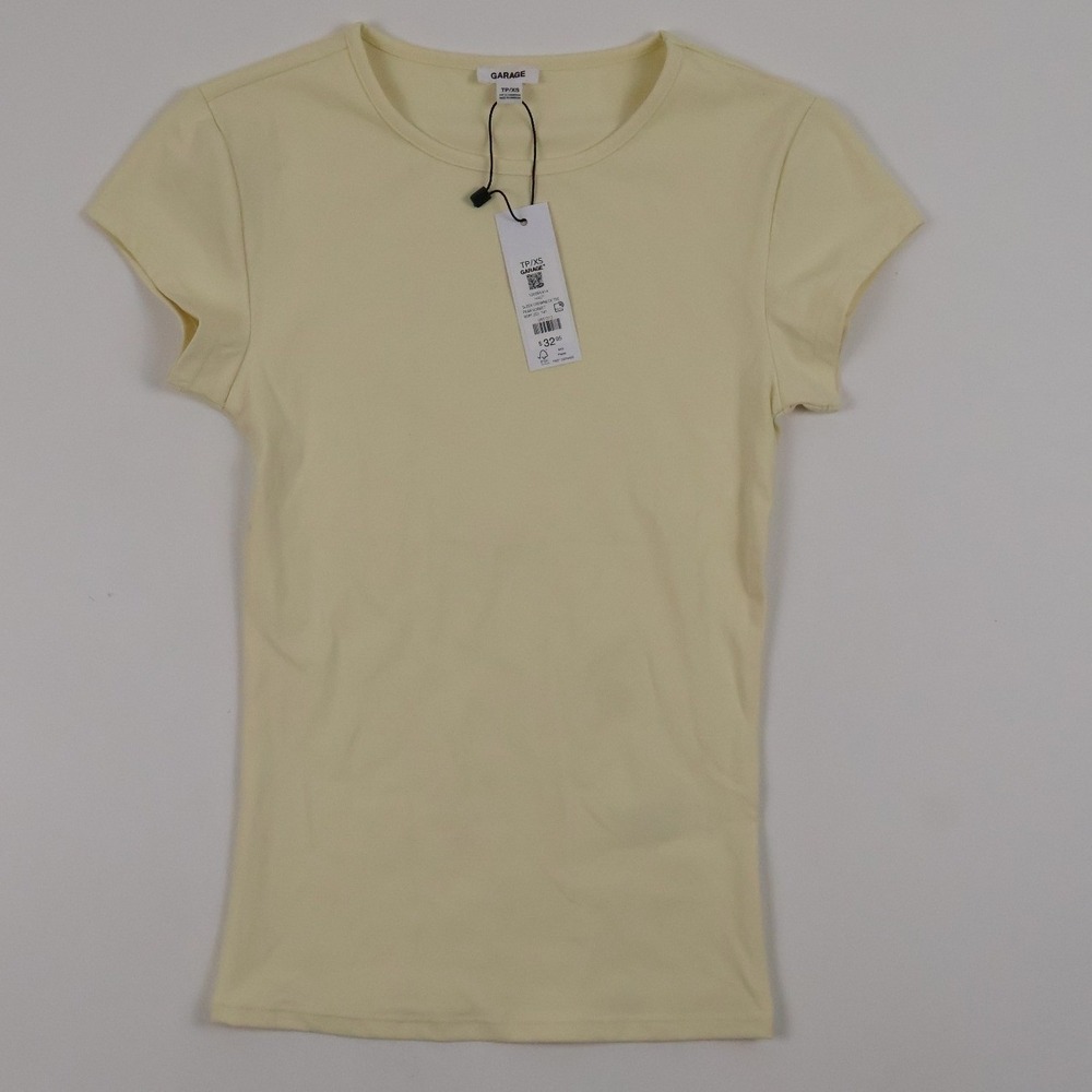 Garage Sleek Crewneck Tee Pear Sorbet Yellow XS NWT